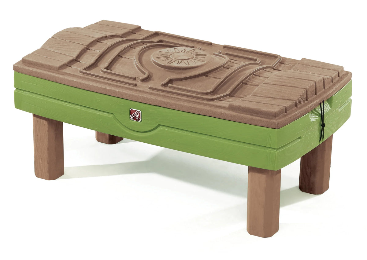 Green Sandbox and Water Table with Cover and Umbrella F4135