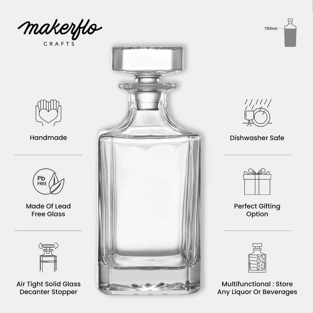 Glass Whiskey Decanter with Airtight Stopper, 750 ml, 6-Pack W8398