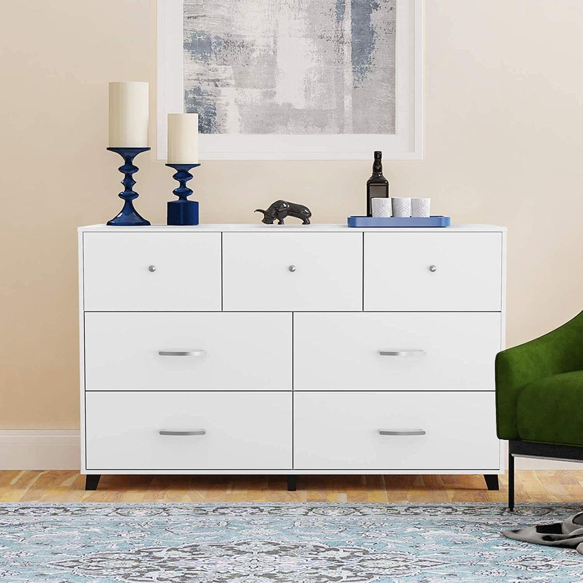 White 6-Drawer Wood Dresser Y67801