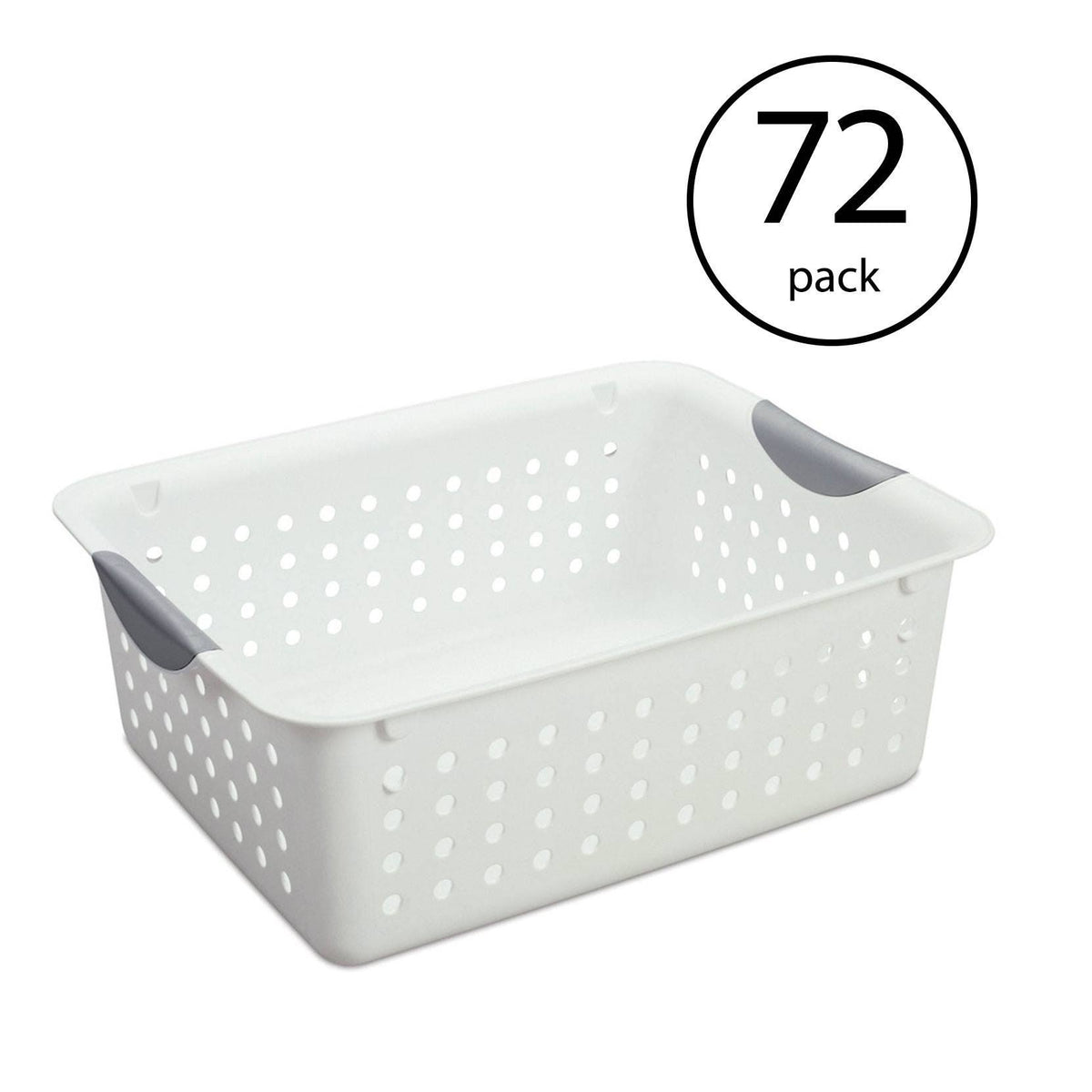 Medium Plastic Storage Organizer Basket White (72 Pack) D193