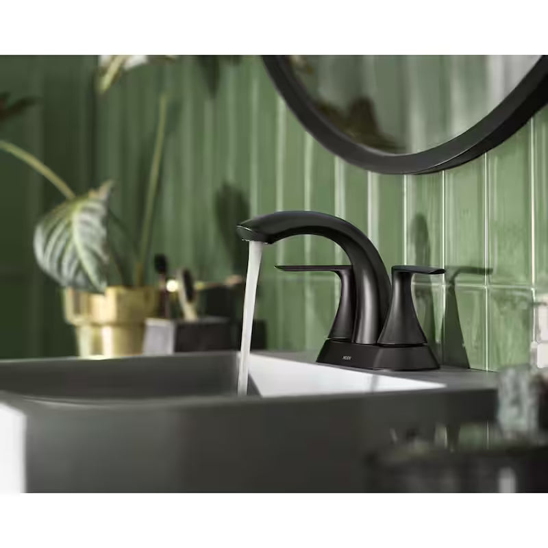 4 in. Centerset Double-Handle Bathroom Faucet Matte Black Q734967