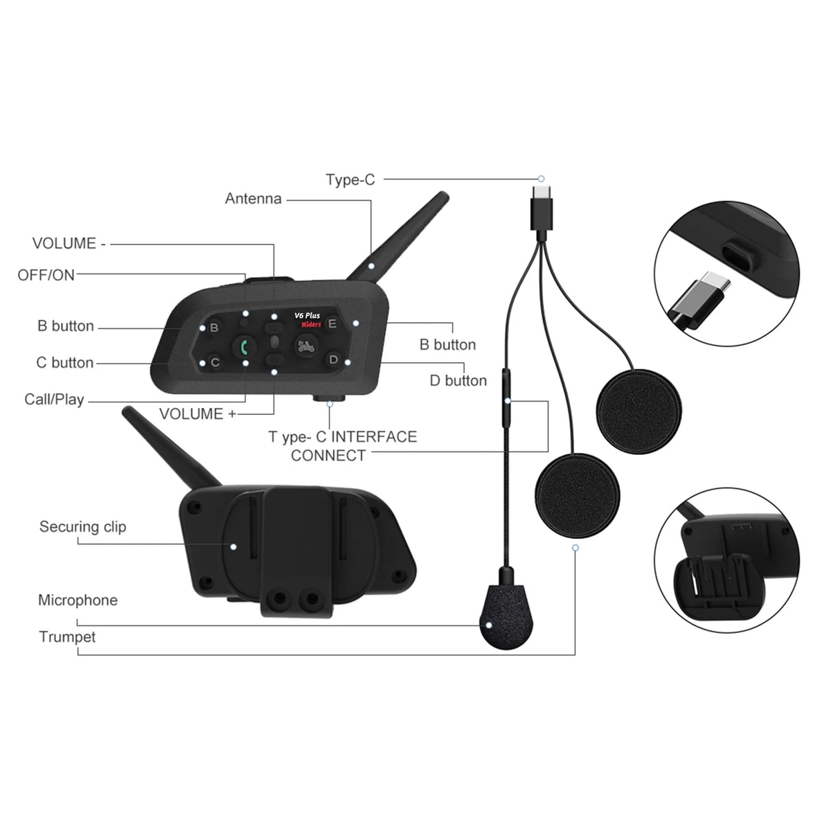 Helmet Headset 1200m Intercom U64275