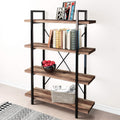 Vintage Brown 4-Tier Metal and Wood Bookshelf K4290