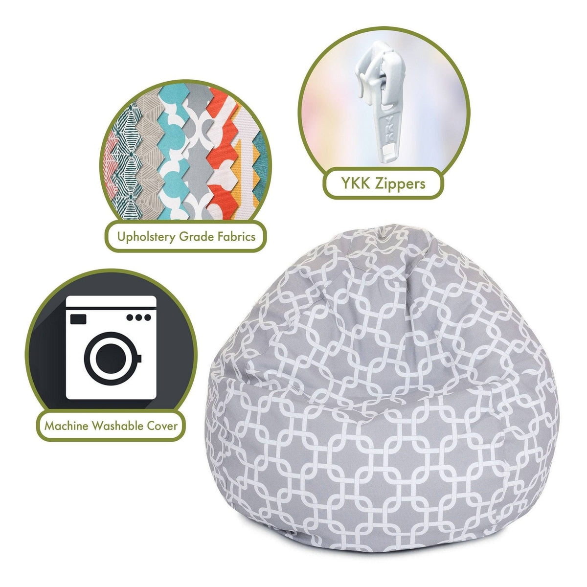 Gray Large Bean Bag Chair X861106