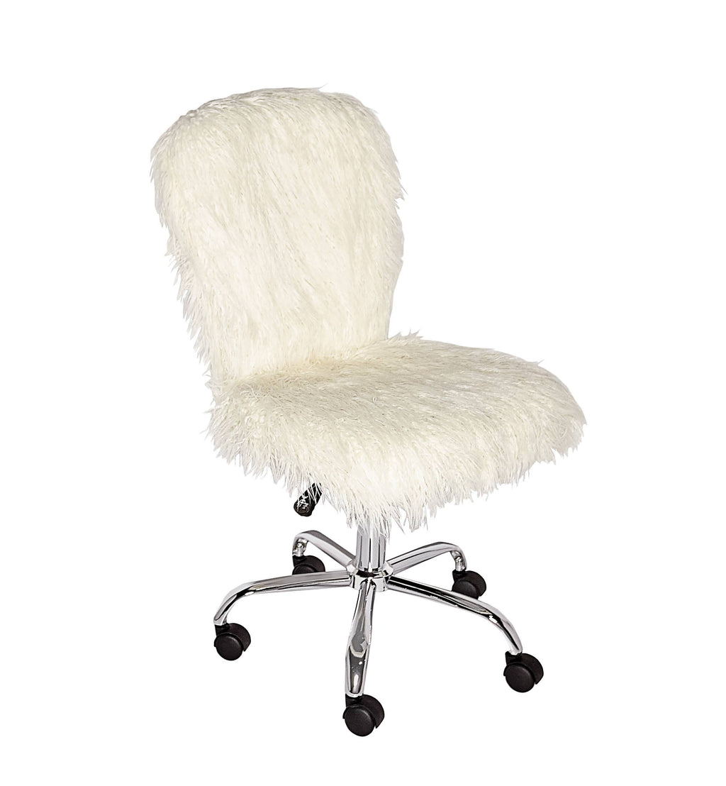 White Faux Flokati Armless Office Chair R2441