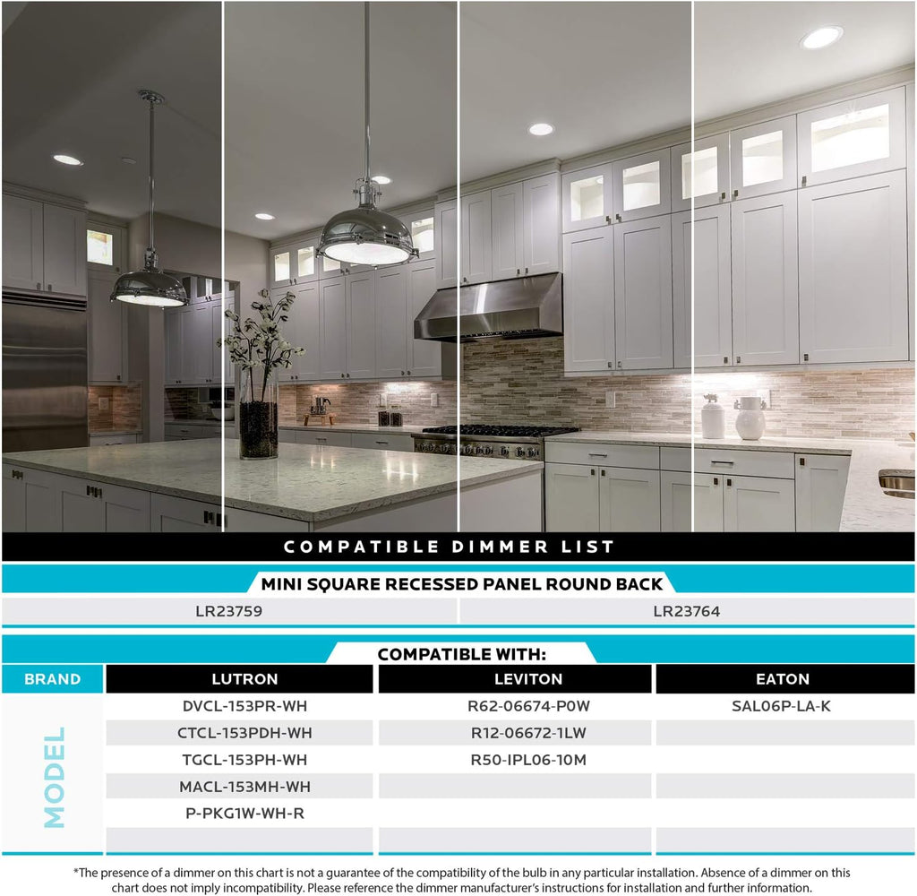 6 Inch Square LED Recessed Lighting, 12W, 1000 Lumens, 4 Pack S632
