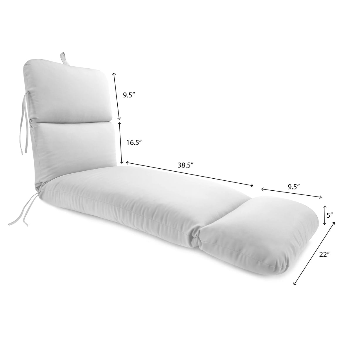 74" x 22" Green Outdoor Chaise Lounge Cushion with Ties H745