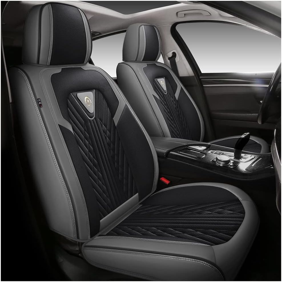 Black PU Leather Car Seat Covers 5 Seats Full Set N78921