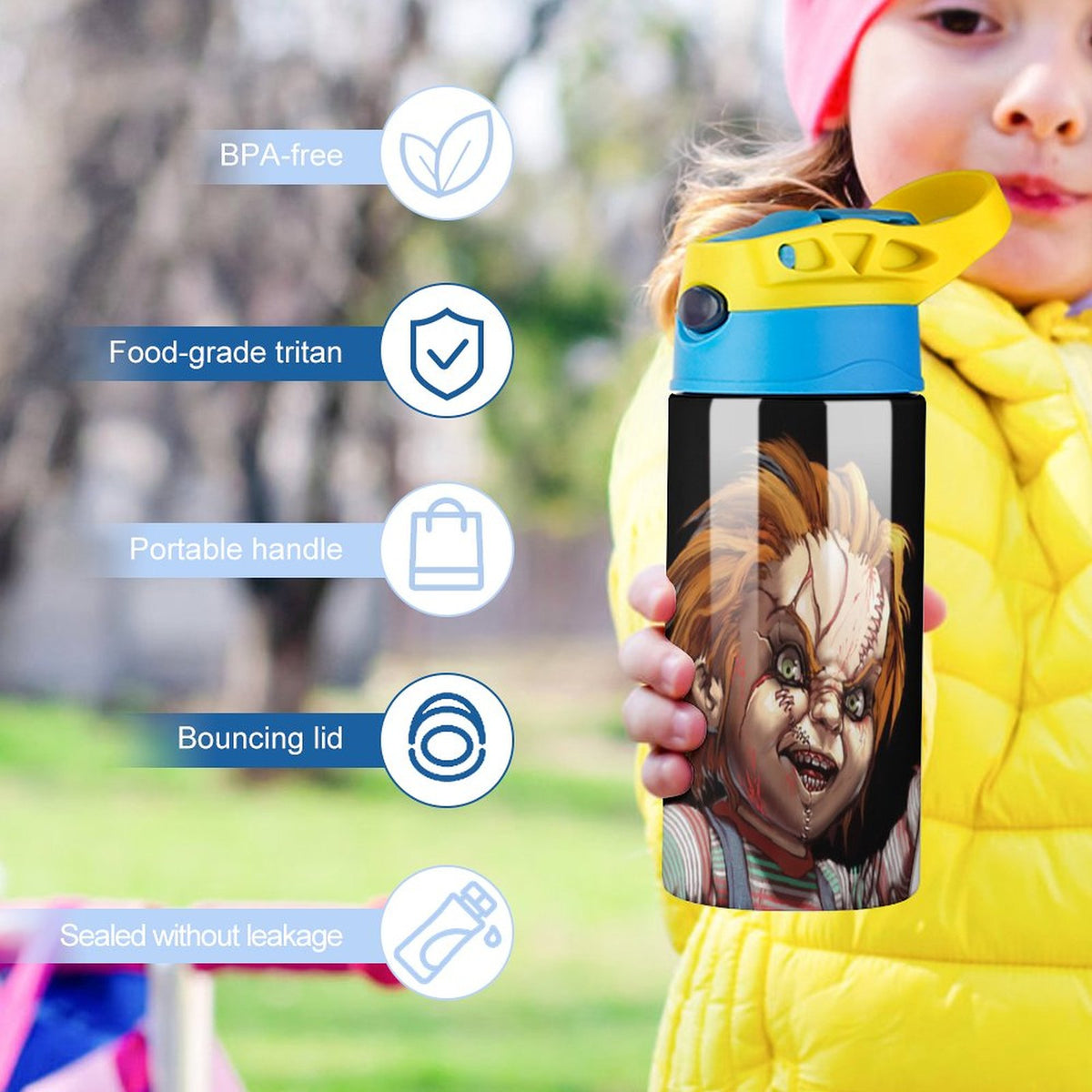 Insulated Stainless Steel Water Bottle with Straw U79438