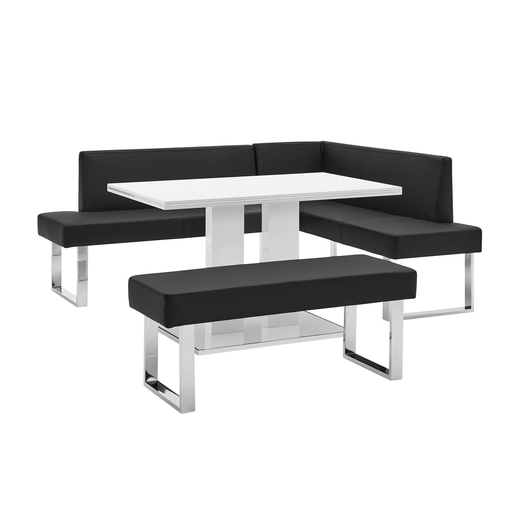 3-Piece Faux Leather & Wood Dining Set O373