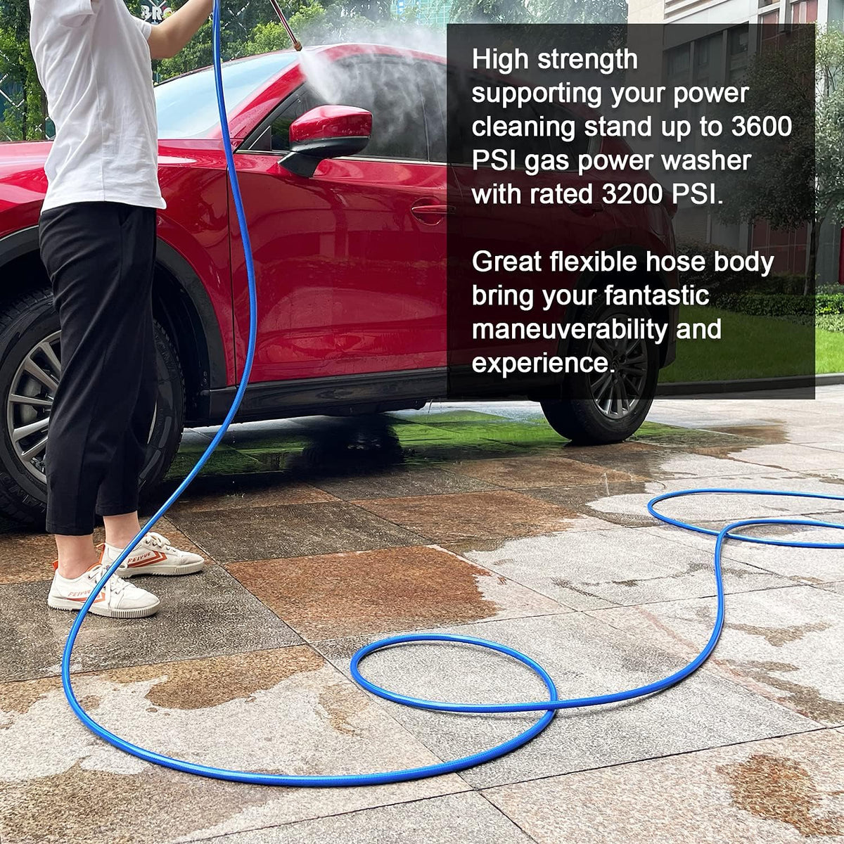 Ultra Flexible Pressure Washer Hose 3200 PSI 1/4” x 50 ft. Pack of 2 Y2331