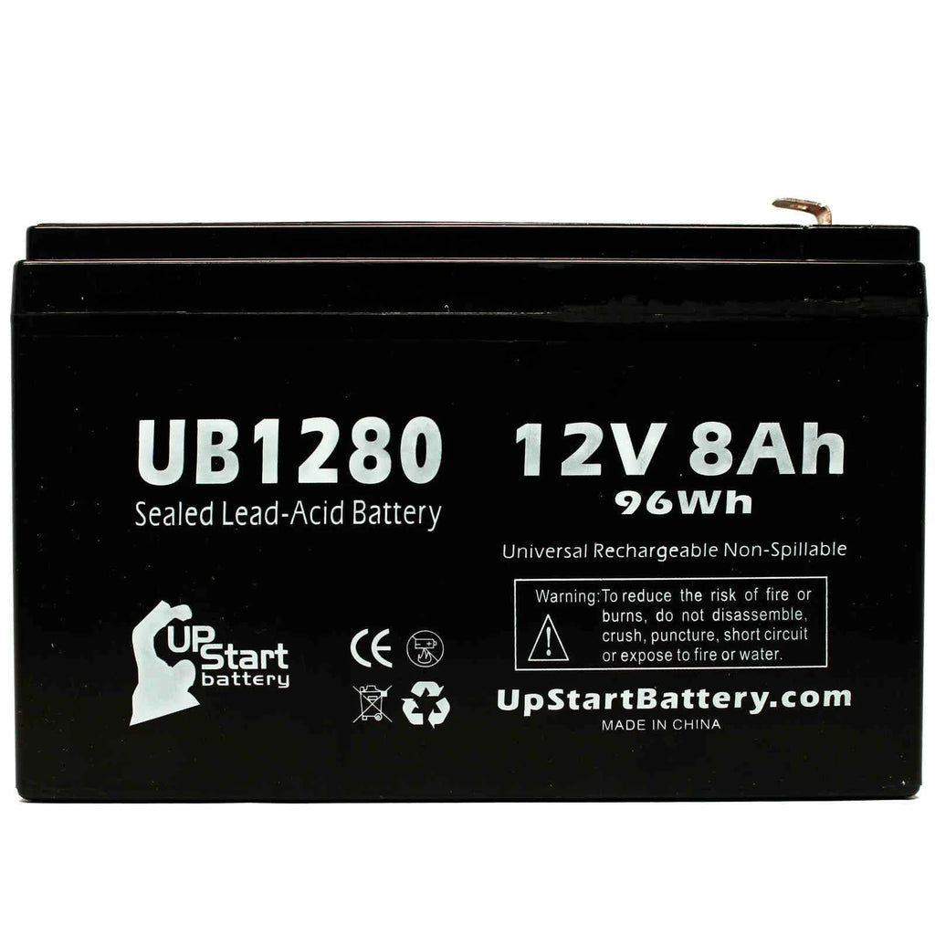 4x Pack Sealed Lead Acid Battery (12V, 8Ah, 8000mAh, F1 Terminal, AGM) with 8 F1 to F2 Terminal Adapters J21692