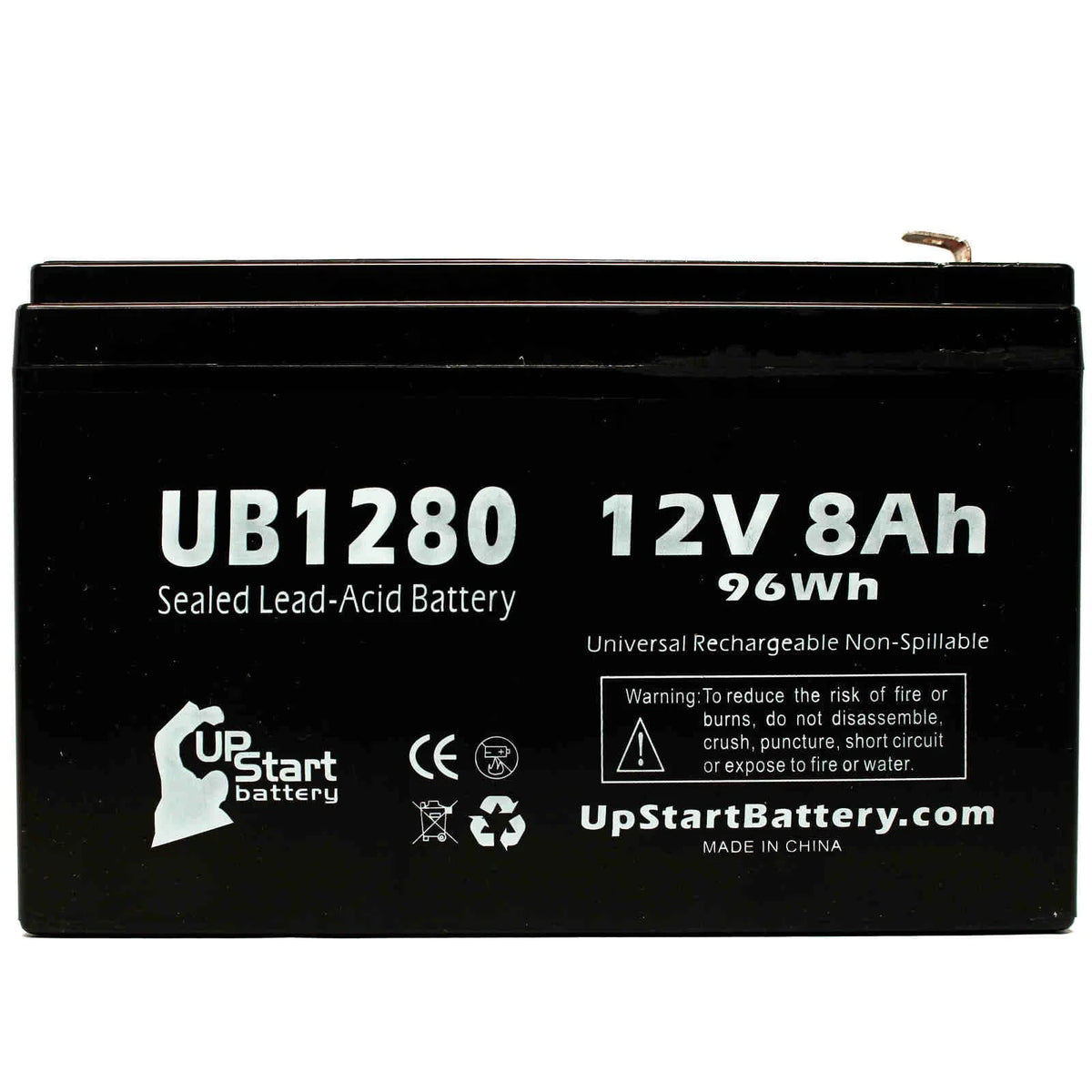 4x Pack Sealed Lead Acid Battery (12V, 8Ah, 8000mAh, F1 Terminal, AGM) with 8 F1 to F2 Terminal Adapters J21692