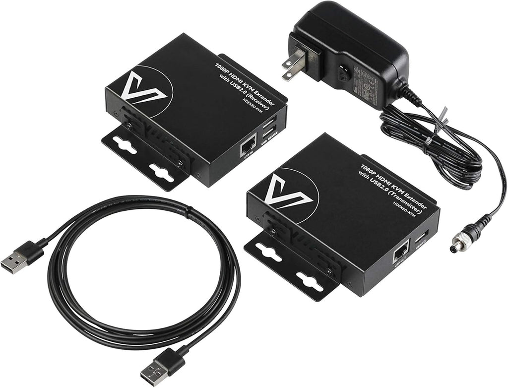 HDMI KVM USB Extender, 1080P 60Hz Over Cat6 up to 80m, 2-Port USB2.0, PoE L93319