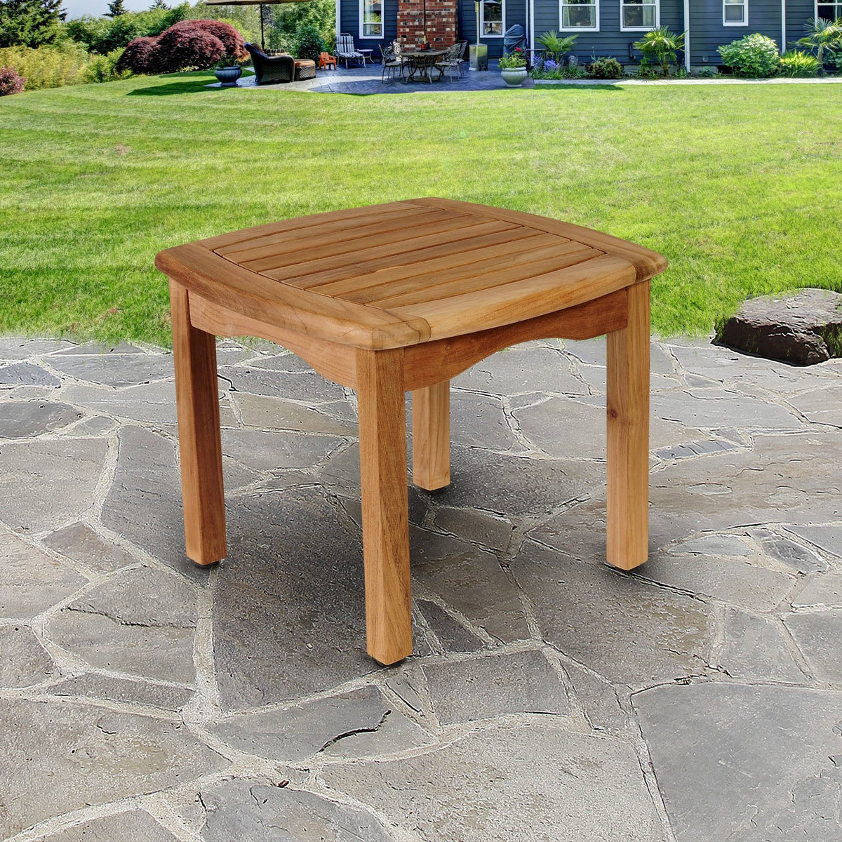 Brown Intan Teak Solid Square Patio Side Table G11256