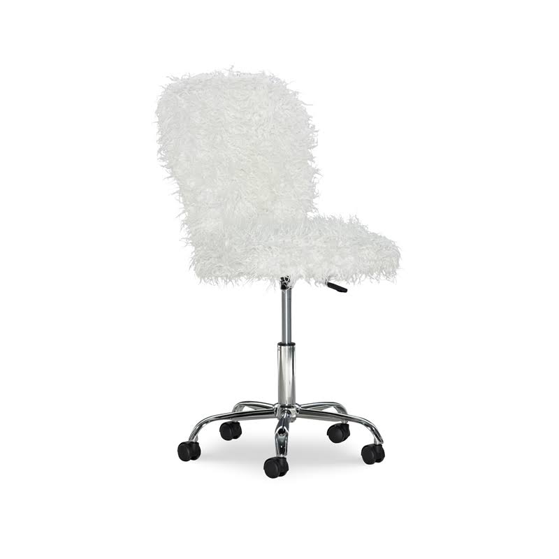 White Faux Flokati Armless Office Chair R2441