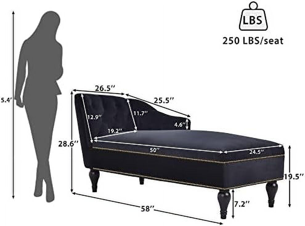 Black Velvet Chaise Lounge Sofa Bed B52718