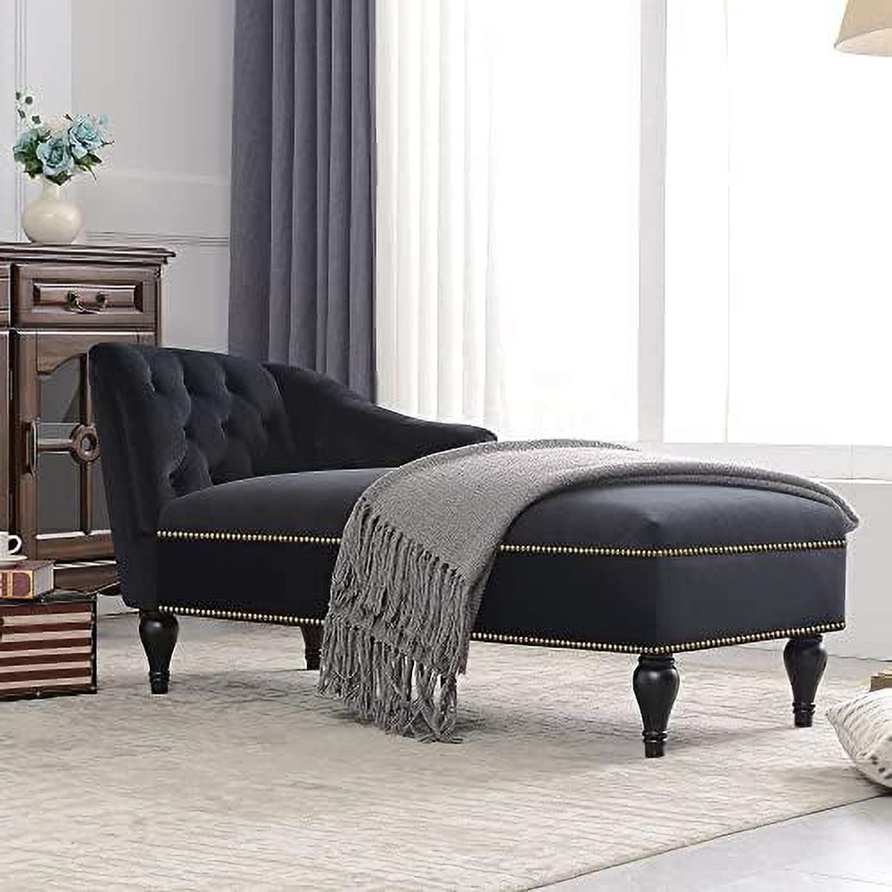Black Velvet Chaise Lounge Sofa Bed B52718