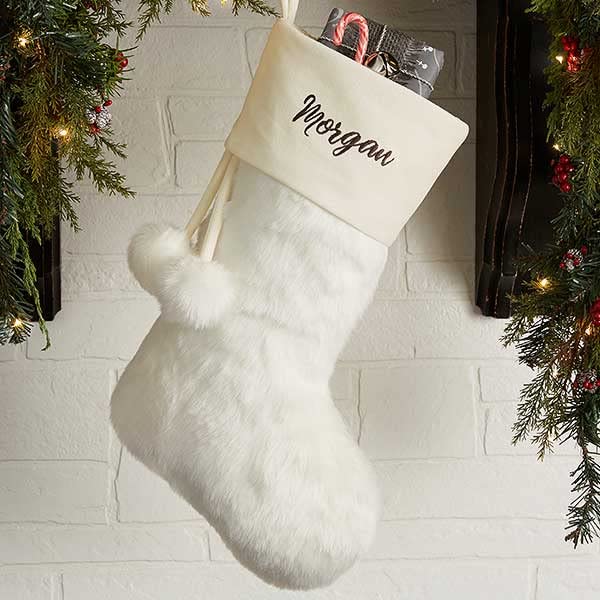 Grey Faux Fur Christmas Stocking O969526