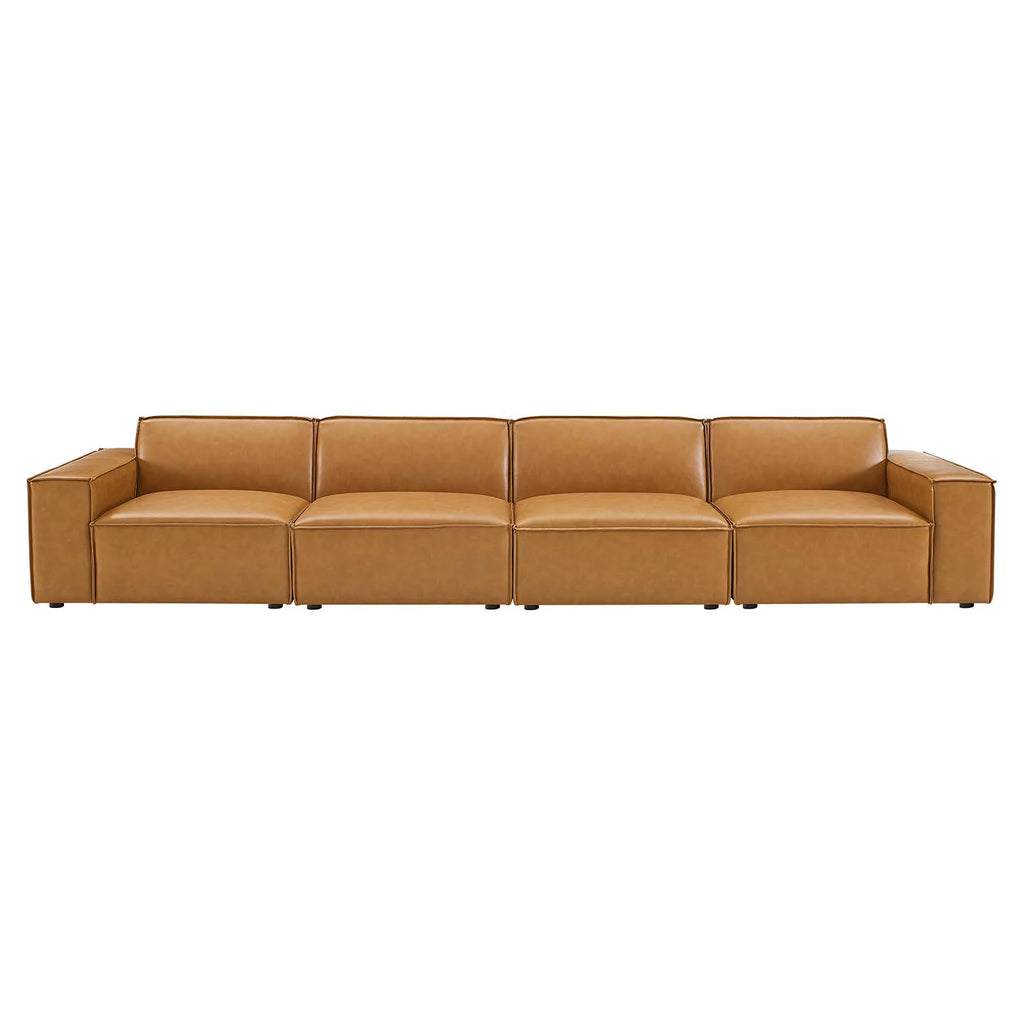 Tan Vegan Leather 4-Piece Sofa T10971
