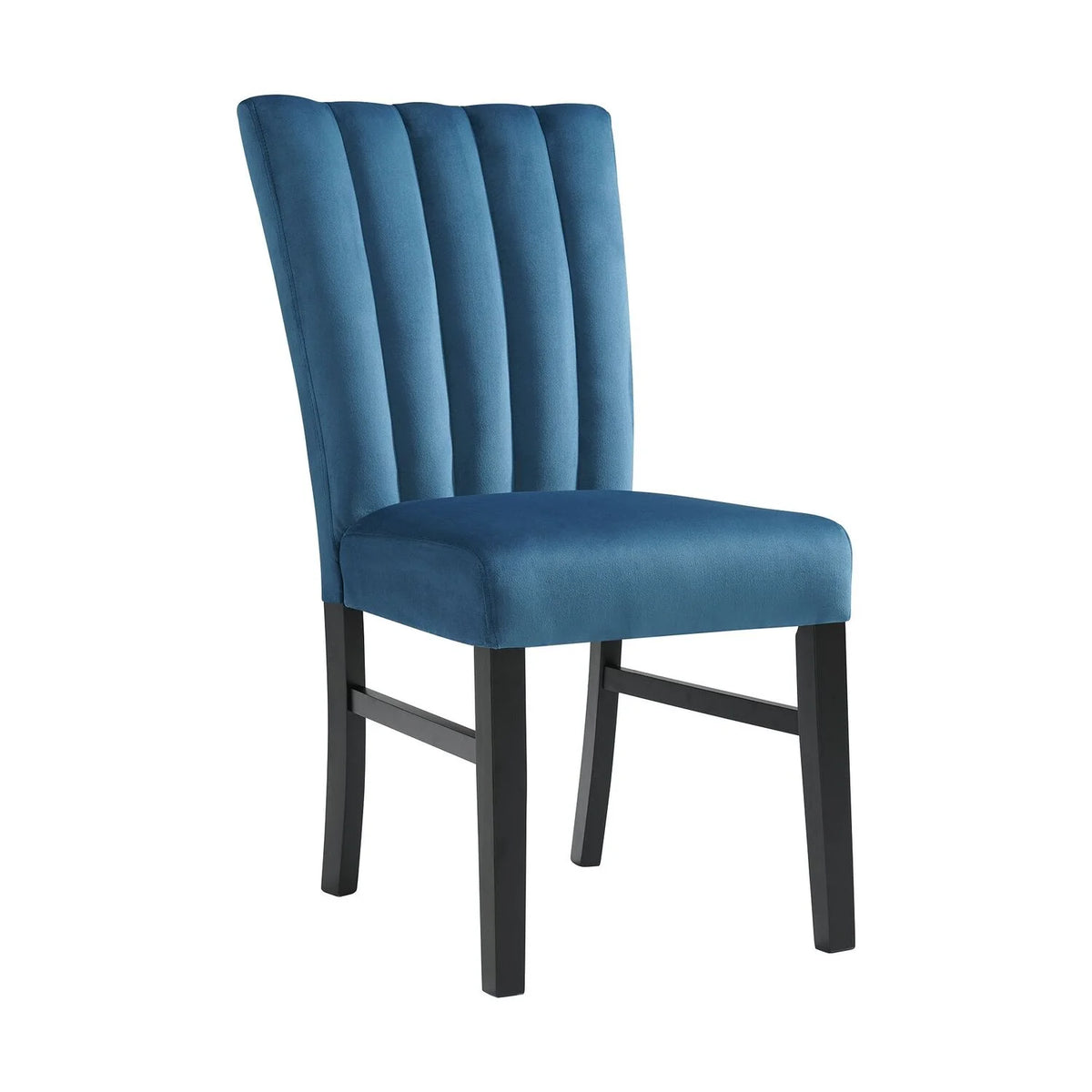 White 5PC Dining Set with Navy Blue Velvet Chairs E6397
