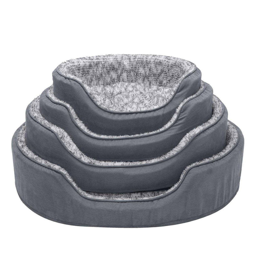 Two-Tone Fur & Suede Oval Dog Bed W12810