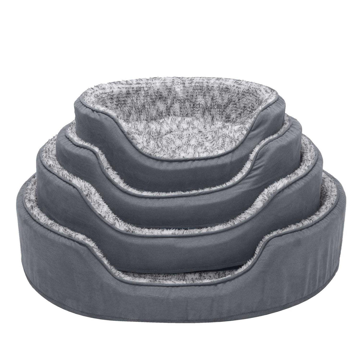 Two-Tone Fur & Suede Oval Dog Bed W12810