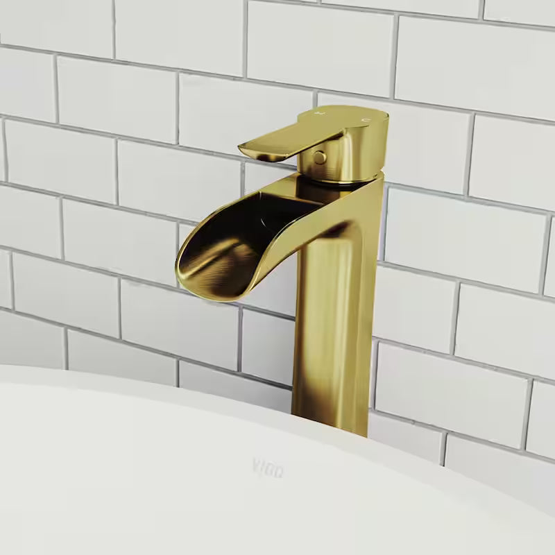 Single Handle Bathroom Vessel Faucet Matte Brushed Gold R4442