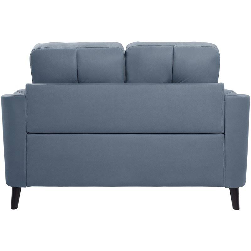 Blue and Black Microfiber Tufted Loveseat A11392