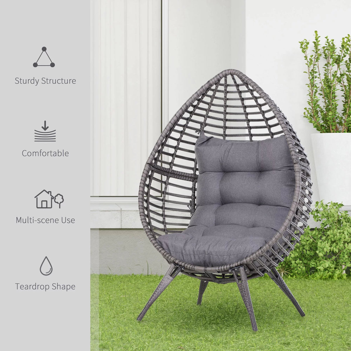 Indoor Outdoor Wicker Egg Chair with Cushion E768