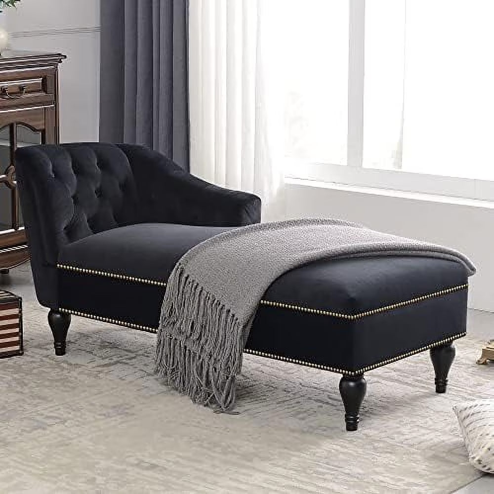 Black Velvet Chaise Lounge Sofa Bed B52718