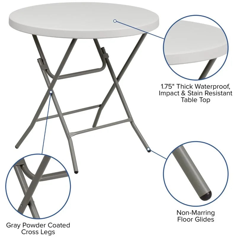 Round Granite White Plastic Folding Table M31072