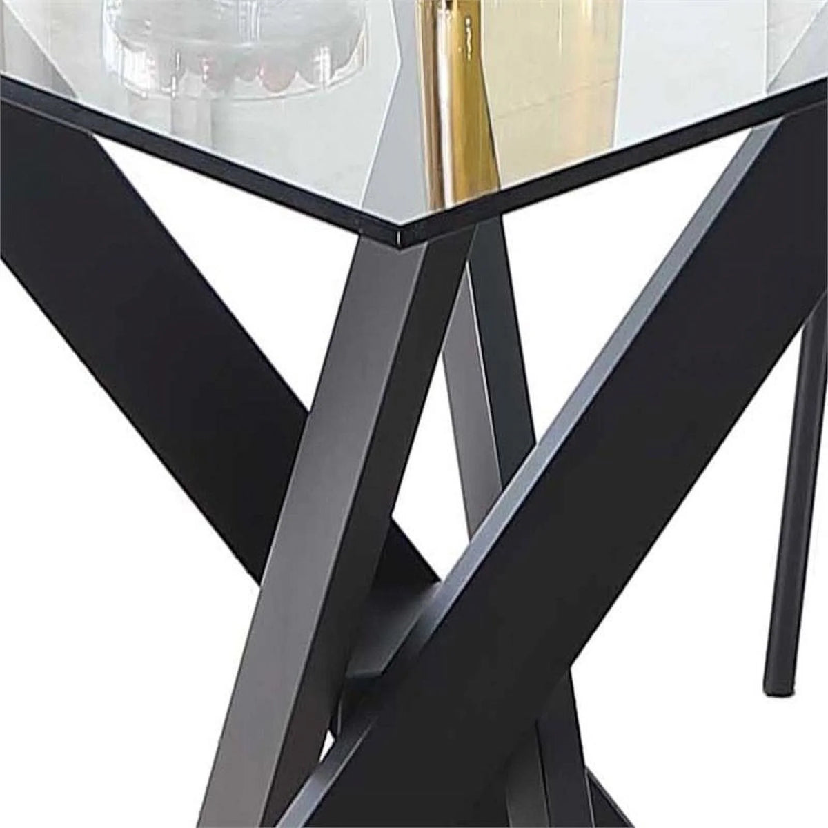 48" Round Steel and Glass Dining Table K545865