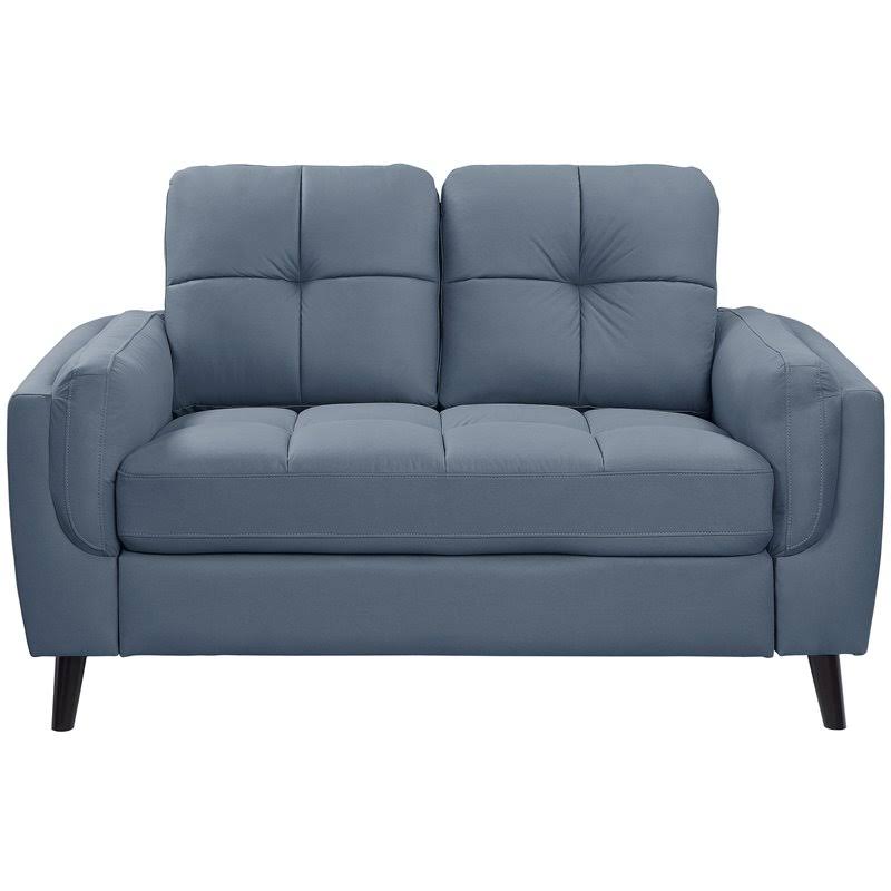 Blue and Black Microfiber Tufted Loveseat A11392