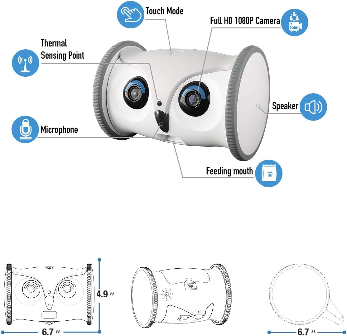 Owl Robot Pet Camera with Treat Dispenser V14235