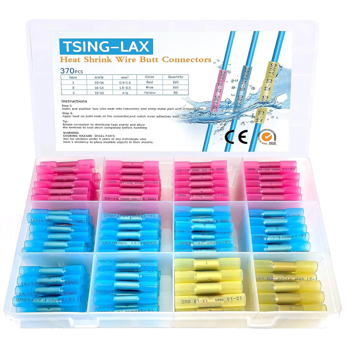 680pcs Insulated Waterproof Wire Crimp Terminals Butt Connectors Kit Y824