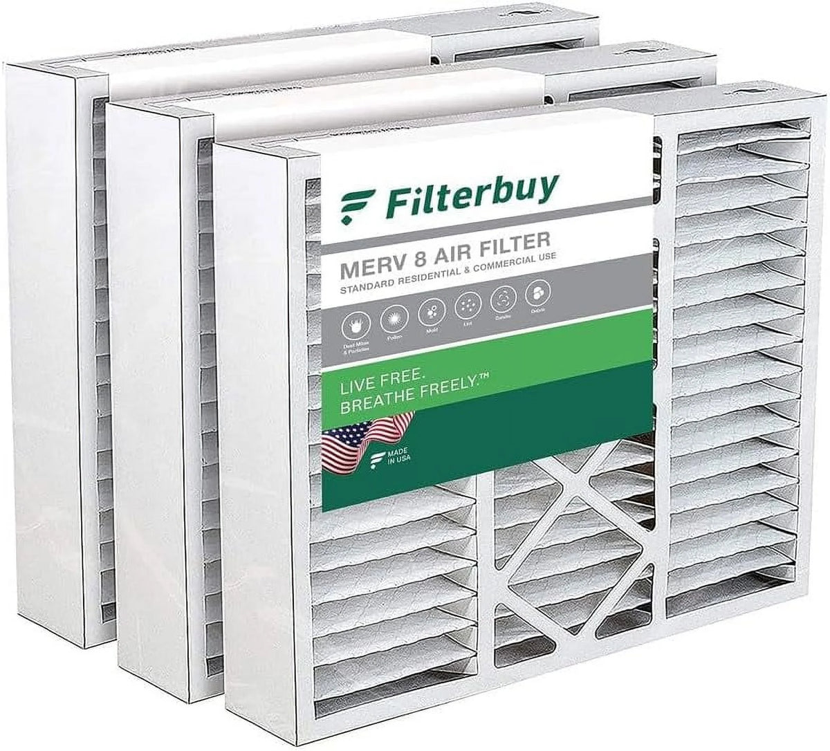 20x25x5 MERV 8 Pleated HVAC Air Filters (3-Pack) I24679