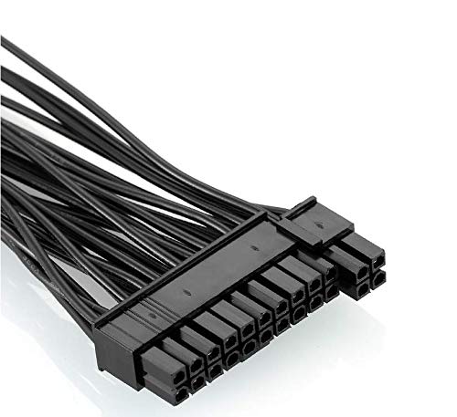 24 Pin PSU Power Supply Extension Cable Splitter Adapter Kit Black H89985