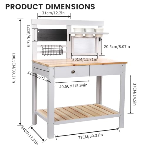 Wooden Outdoor Potting Bench Table with Sink Y530664