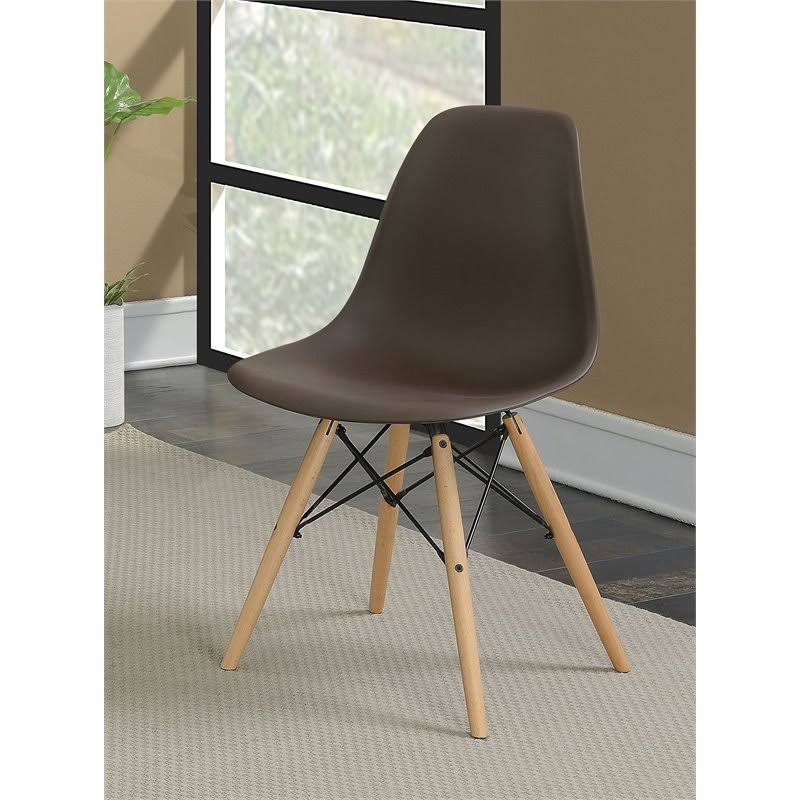 Brown Plastic Dining Side Chair (Set of 2) T61595