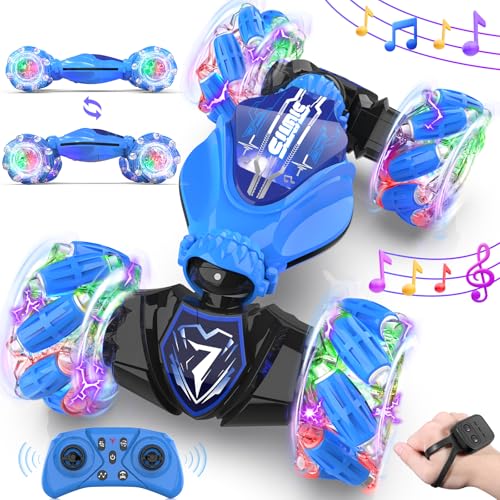 Gesture Sensing Remote Control Car Toys - Drift RC Stunt Car for Kids | 360° Rotating 4WD Transform RC Cars | 2.4Ghz Hand Controlled with Lights Music | Birthday to Boys (Purple) W95824