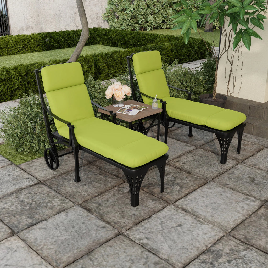 74" x 22" Green Outdoor Chaise Lounge Cushion with Ties H745
