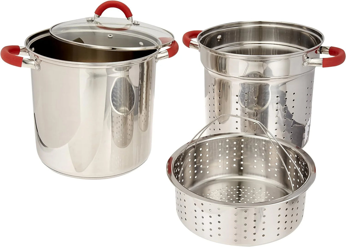 12 Qt Stainless Steel Pasta Cooker with Glass Lid G6239