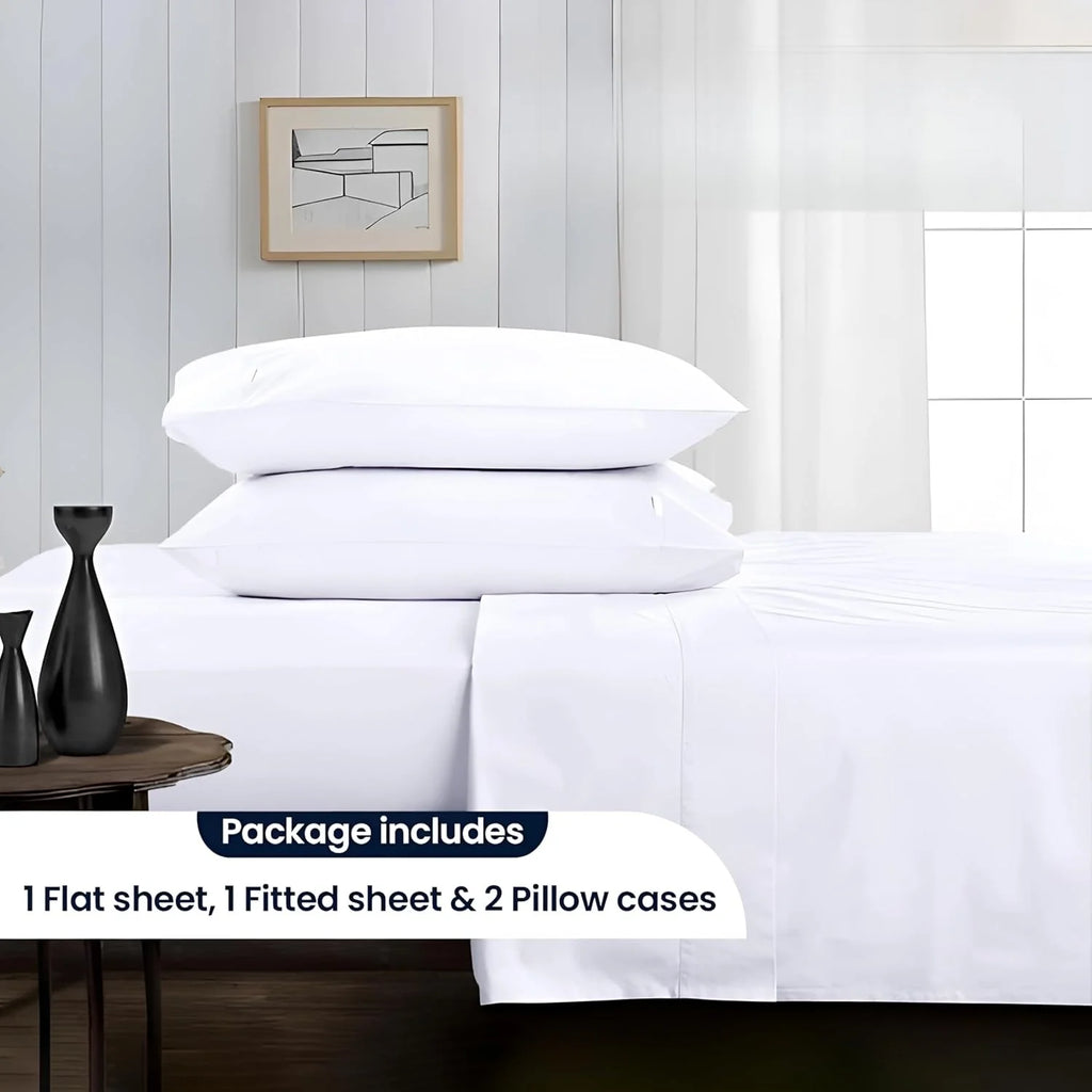 White 4-Piece Queen Egyptian Cotton Sheet Set S247