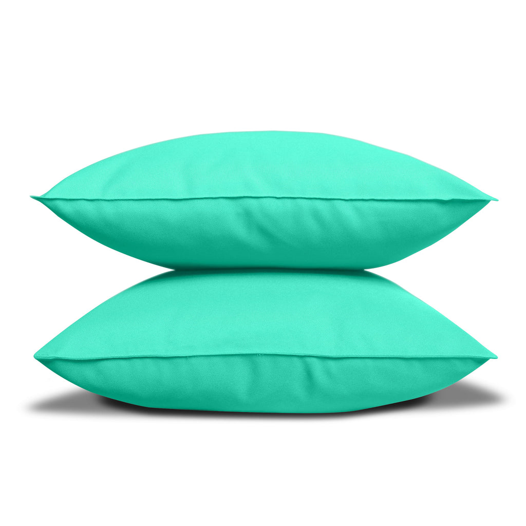 Pack of 2 Outdoor Decorative Throw Pillows 18 x 18 inch Solid Aqua Square Pillows O71602