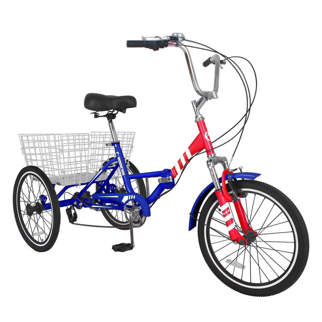 24 Inch 7-Speed 3 Wheels Folding Tricycle U4788