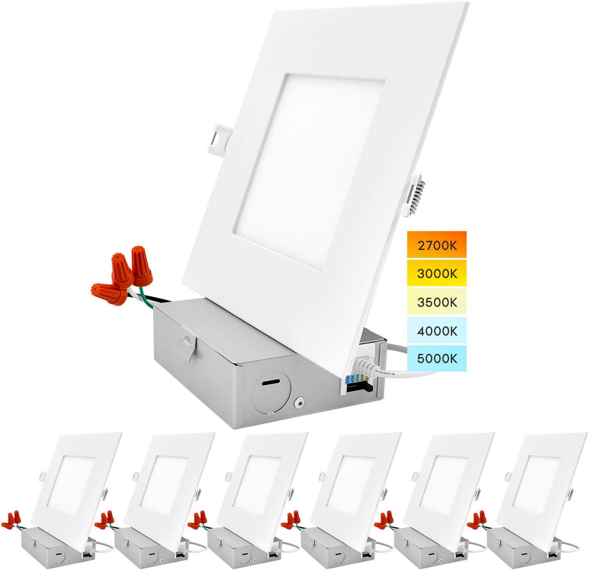 6 Inch Square LED Recessed Lighting, 12W, 1000 Lumens, 4 Pack S632
