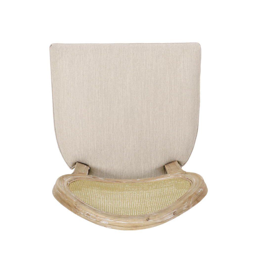 Fabric Upholstered Wood and Cane Barstools, Set of 2 R94574