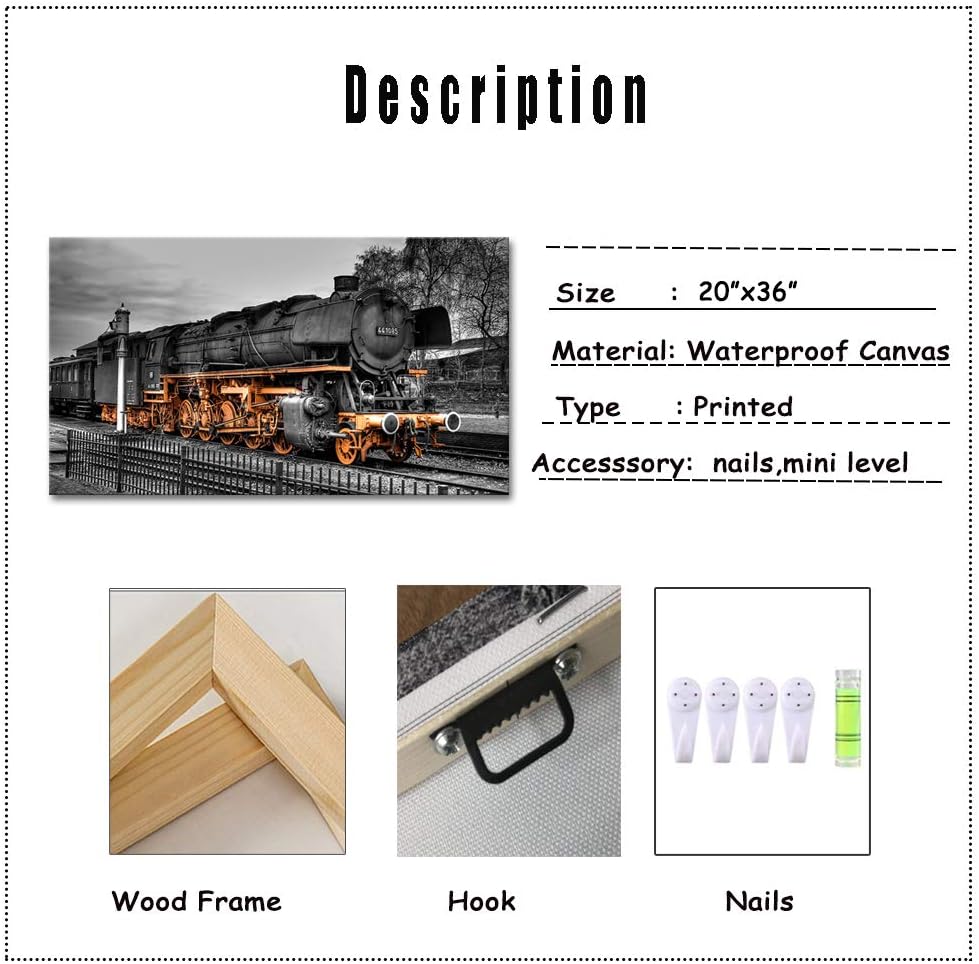 Vintage Steam Train Canvas Wall Art 20x36 R306189