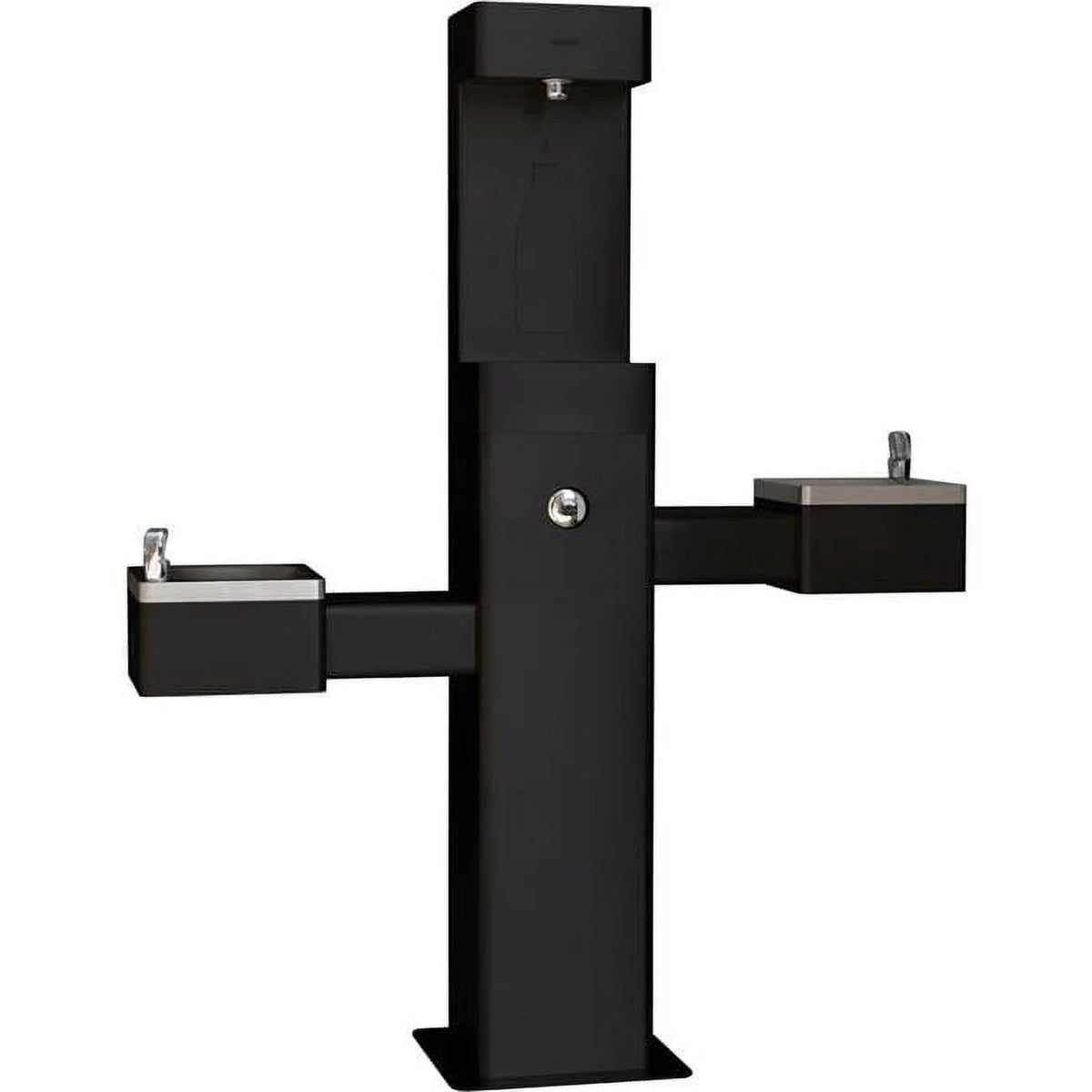 Black Outdoor Bi-Level Drinking Fountain with Bottle Filler B6251